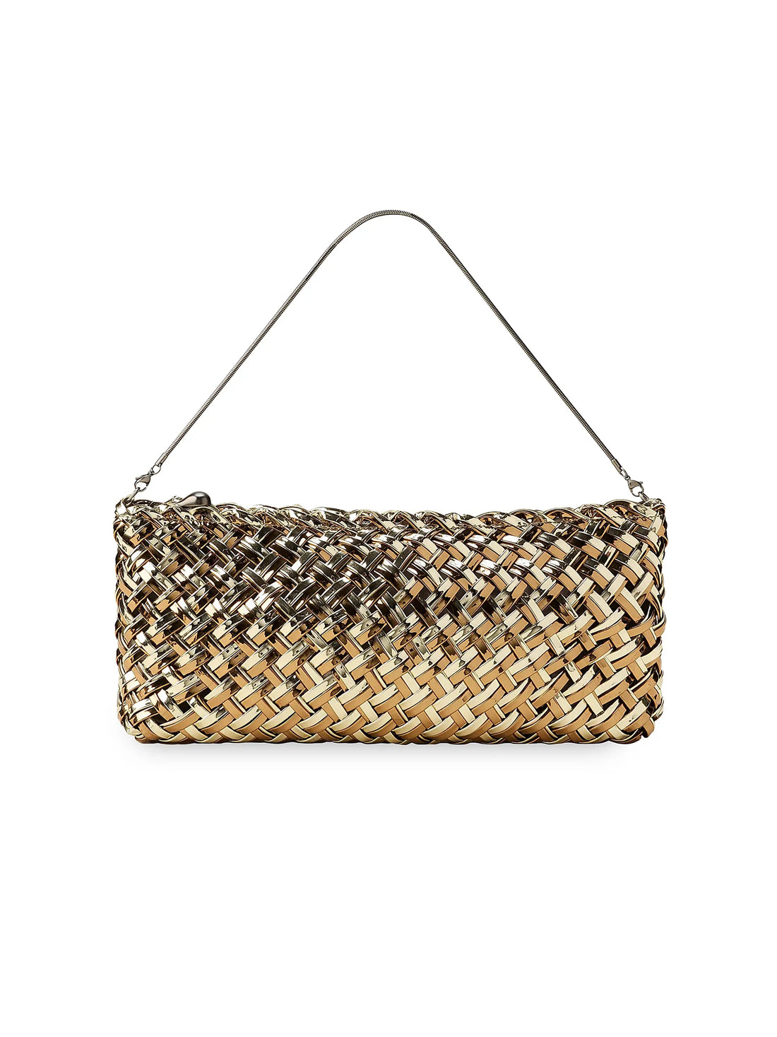 Gold Woven Metal Strap Clutch Bag, Night Out Daily Must-Have