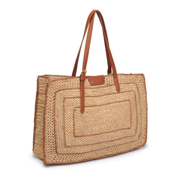 Tan Woven Leather Strap Tote Bag, All-Round Daily Matching Must-Have