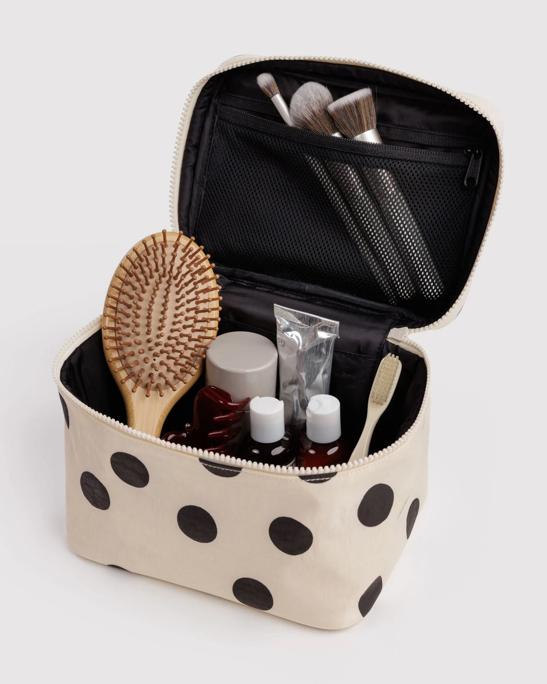 ream Polka Dot Leather Trim Zipper Cosmetic Bag, Daily Matching Must-Have