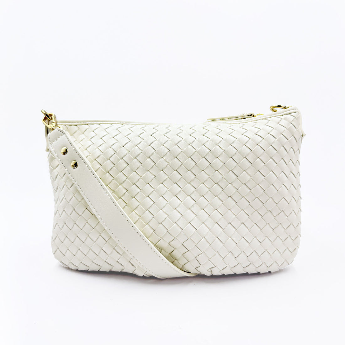 Cream Woven Leather Strap Crossbody Bag, Multi-Wear Daily Must-Have