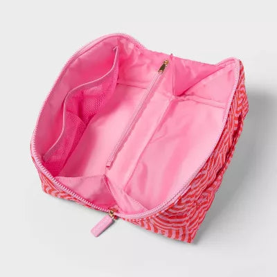 Diagonal Zipper & Divided Inner Storage, Portable Daily Beauty