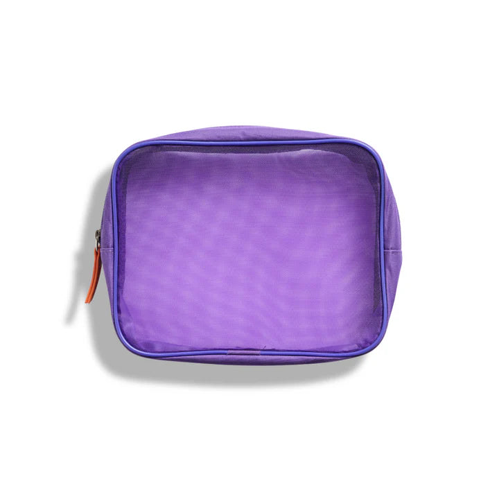Purple Leather-Accent Bag with Zipper Pull