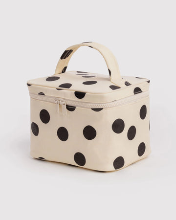 ream Polka Dot Leather Trim Zipper Cosmetic Bag, Daily Matching Must-Have