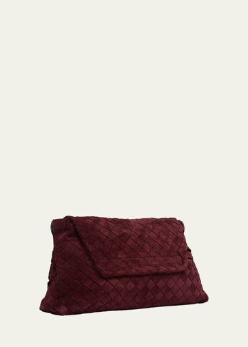 Burgundy Woven Drawstring Shoulder Bag with Leather Knot Pulls, Daily Elegant Outfit Staple
