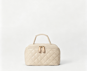 Handle Cosmetic Bag with Gold Zipper, Everyday Style Essential