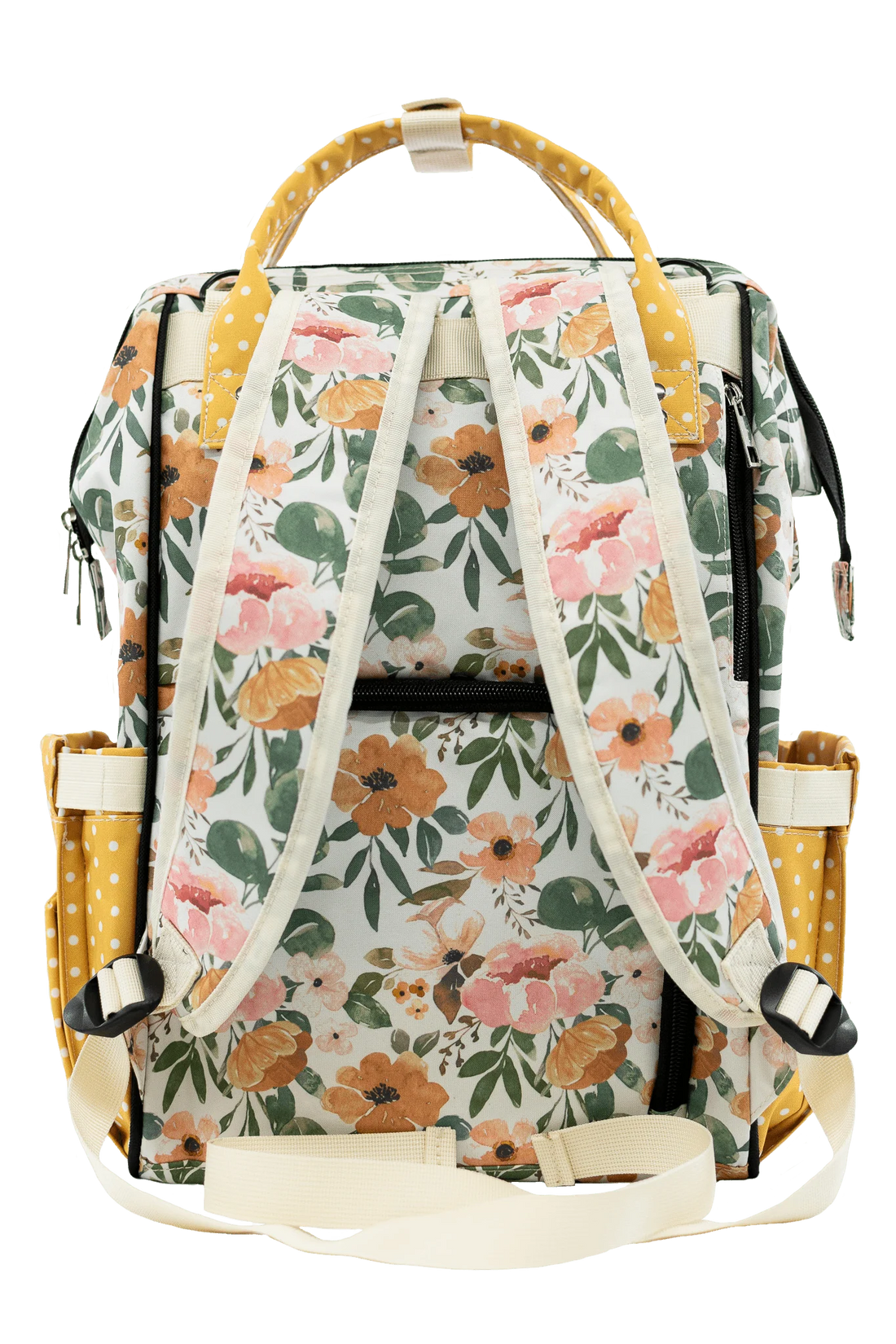 Mustard Polka Dot Side Pockets & Fabric Top Handles, Multi-use Parent Daily Bag