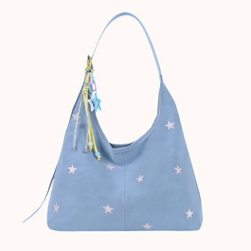 Star Pattern Shoulder Bag with Leather Finish & Star Charm